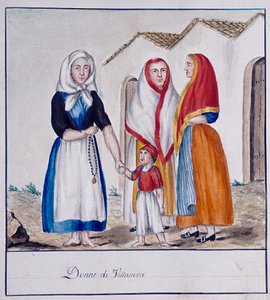 维拉诺瓦的撒丁岛服饰，印刷 ms.258，Luzzetti 系列 作者 意大利学校