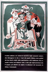 1944 年，针对叛徒维克多-伊曼纽尔三世（维克多-伊曼纽尔）（维托里奥-伊曼纽尔）和巴多格里奥的讽刺小品。 作者 意大利学校