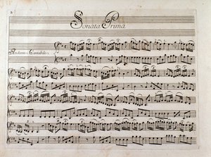 Giuseppe Tartini的“用于小提琴和低音奏鸣曲的乐谱”页面 作者 意大利学校