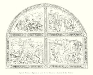 Spinello Aretino, Episode de la vie de San Benedetto, Sacristie de San Miniato (雕刻) 作者 意大利学校