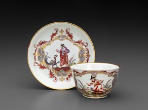 茶碗和茶碟，约 1755 年（软膏瓷） 作者 意大利学校