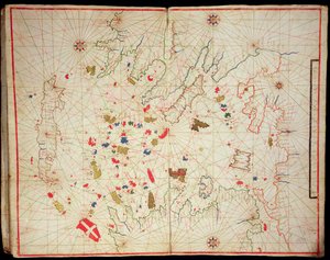 爱琴海，来自航海地图集，1646年（牛皮纸上的墨水）（另见330940） 作者 意大利学校