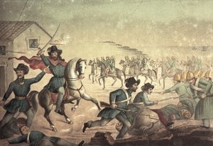 1846 年乌拉圭圣安东尼奥战役（彩色石版画） 作者 意大利学校