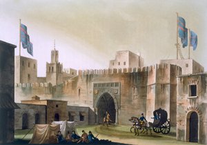 Beb Kar，进入突尼斯，与欧洲人在马拉风演出，1820年代至30年代 作者 意大利学校