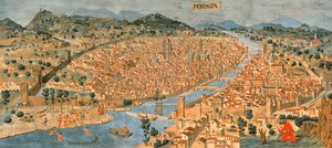 “Carta della Catena”展示了佛罗伦萨的全景 作者 意大利学校