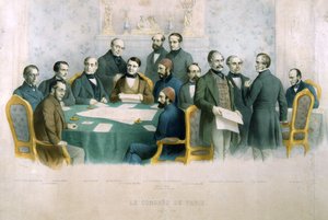 巴黎国会，1856年3月，意大利历史的插图 作者 意大利学校