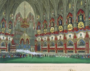 1838年9月6日在米兰大教堂加冕的费迪南德一世 作者 意大利学校