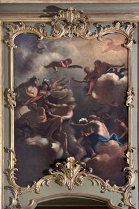 众神议会：奥林匹斯山上的宙斯围绕着神灵。 意大利画派（18世纪） 作者 Italian School