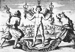哲学家的水星，来自Giovanni Battista Nazari的Della Tramutatione Metallica（1589年），在19世纪后期出版的魔术史中有所体现 作者 意大利学校