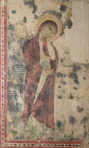 哀悼处女可能与Longinus（壁画转移到织物） 作者 意大利学校