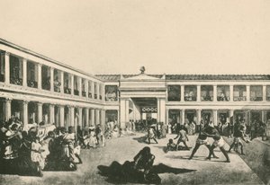 斯塔比亚浴场 - 摔跤场（凹版印刷） 作者 意大利学校