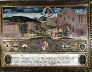 锡耶纳的居民摧毁了查理五世西班牙人在 1552 年建造的堡垒。 作者 意大利学校