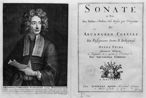 Sonate a Tre的头衔与Arcangelo Corelli（1653-1713）的肖像 作者 意大利学校