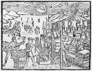 贸易在斯堪的纳维亚半岛，由奥劳斯·马格努斯的北方民族（1490年至1558年）的历史，出版于罗马，1555 作者 意大利学校