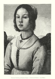 Une jeune Florentine, par Francesco Granacci, Collections de Florence, Les Offices (engraving) 作者 意大利学校