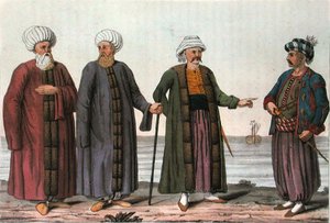 奥斯曼帝国海军的制服，由V. Raineri雕刻（水印）。 作者 意大利学校