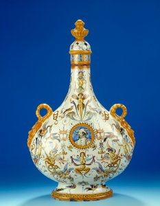 1570-1580 年在意大利乌尔比诺丰塔纳的彩陶工厂制造的葫芦形花瓶，1570-1580 年巴黎，Musee du Petro Palais 作者 意大利学校