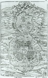 查看从阿兹特克市Tenochtitlan北部，来自Relatione della Citta del Temistitan的Giovanni Battista Ramusio（1485-1557）发表于威尼斯1606 作者 意大利学校