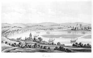 罗切斯特于1669年的视图，来自科西莫三世旅行（1642-1723）托斯卡纳大公，在查理二世统治时期通过英格兰，英文翻译，1821年出版 作者 意大利学校