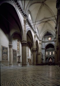 佛罗伦萨大教堂 (Duomo Santa Maria del Fiore) 的内部视图。 14-15 世纪，意大利佛罗伦萨 作者 意大利学校