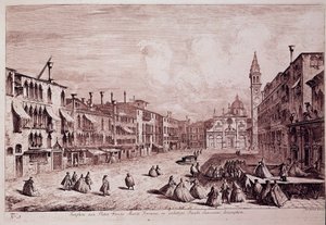 圣玛丽亚福尔摩沙教堂广场的景色，来自“Magnificentiores Selectioresque Urbis Venetiarum Prospectus”的威尼斯雕刻，Michele Marieschi（1710-1743）1741 年威尼斯，Museo Correr 作者 意大利学校