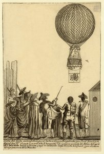 1793年，在他的Magesta酒吧前制作的空气静力气球的视图。 作者 意大利学校