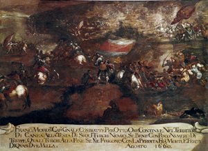 坎迪亚战争（克里特岛）::“1660 年 8 月由 Francesco Morosini（1619-1694）领导的哈尼亚之战”（克里特战争（1645-69）：1660 年 8 月由 Francesco Morosini 领导的对 Canea 的进攻） 威尼斯学校 作者 意大利学校