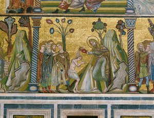 圣约翰在约旦河施洗（马赛克镶嵌画） 作者 意大利学校