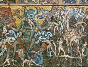 最后的审判撒旦吞下被诅咒者（镶嵌画） 作者 意大利学校