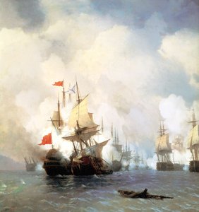 俄文："1770 年 6 月 24 日在希俄斯海峡的战斗" 1770 年 6 月 24 日的希俄斯战役