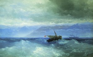 俄语："从海上看高加索山脉" 从海上看高加索山脉