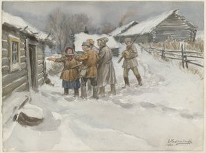 在搜寻和没收1920年俄罗斯革命水彩系列作品之前 作者 伊万·阿列克谢耶维奇·弗拉基米罗夫