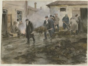 资产阶级从水彩画系列中清洗马s 1920年俄罗斯革命 作者 伊万·阿列克谢耶维奇·弗拉基米罗夫