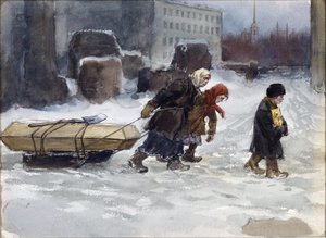 弗拉基米罗夫·伊万·阿列克谢耶维奇（Ivan Alexeyevich，1869-1947 年）埋葬了一名非共产党员工人。 水彩、纸本水粉 作者 伊万·阿列克谢耶维奇·弗拉基米罗夫