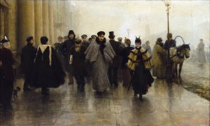 La perspective Nevski - Nevsky Prospekt - Ivan Alexeyevich Vladimirov（1869-1947 年）。布面油画，19 世纪 90 年代早期。尺寸：41x68 厘米 私人收藏 作者 伊万·阿列克谢耶维奇·弗拉基米罗夫