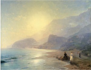 1886年，亚历山大·普希金（Alexander Pushkin）和公主玛丽亚·雷夫斯卡娅（Maria Raevskaya）在古尔祖夫（Gurzuf）附近 作者 伊万·康斯坦丁诺维奇·艾瓦佐夫斯基