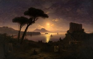那不勒斯海湾在月光下的夜晚，1842年