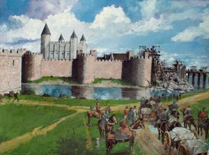 重建的伦敦塔西北视图，显示 1300 年国王亨利三世倒塌的大门 作者 伊万·拉普