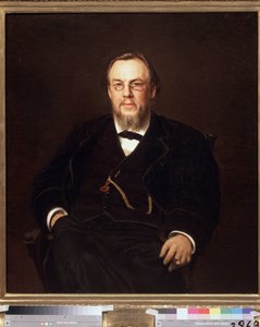 收藏家谢尔盖-博特金博士（1832-1889 年）的肖像。伊万-尼古拉耶维奇-克拉姆斯基（1837-1887 年）的画作，布面油画 作者 伊万·尼古拉耶维奇·克拉姆斯科伊