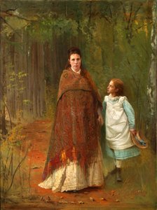 在公园里。艺术家妻子和女儿的肖像，1875年