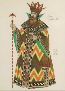 沙皇萨尔坦。 N. Rimsky-Korsakov的歌剧《沙皇撒旦的故事》的服装设计，1928年 作者 伊万·雅科夫列维奇·比利宾