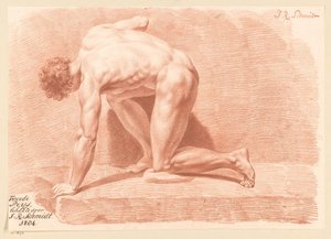 跪着的男性裸体，从侧面看（1804 年二等奖） 作者 伊扎克·里维特·施密特