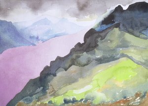 1995年Glendoe Lodge的尼斯湖（wc on paper） 作者 伊莎贝拉·戈德卢斯卡·德·阿兰达