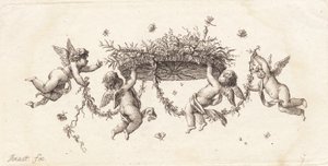 缠绕树叶和丝带的小插图 作者 JF克莱门斯