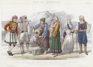 希腊人的种族，希腊人，Pelasgi（彩色雕刻）。