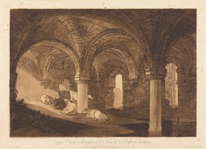 Kirkstall Abbey的地下室，1812年出版。 作者 约瑟夫·马洛德·威廉·特纳