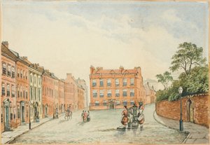Cross House与Vicars Pump，Newcastle bodycolour，pencil＆wc on board 作者 JR杜瓦瓶