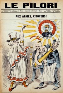 其中一份报纸 "柱子"。"对公民的武器!"1888年12月2日，在反对布兰格将军的示威中。插图：J. Blass