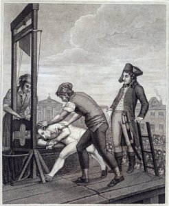 马克西米利安-德-罗伯斯庇尔（1758-1794）于1794年7月28日在协和广场上被送上断头台，由James Idnarpila在J. Beys之后绘制。1799年左右。巴黎，卡纳瓦莱博物馆 作者 J.（之后）贝斯