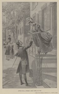 纽约上华尔街，1783 年（石版画） 作者 J.（之后）尖塔·戴维斯（Steeple Davis）